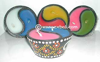 Candle in painted Pot.