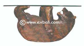 Carved wooden bear table