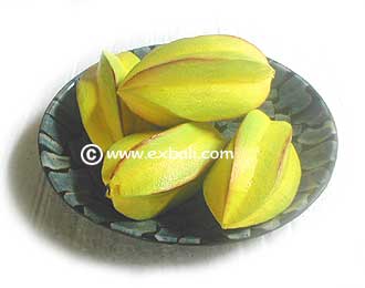 Painted wooden carved Starfruit