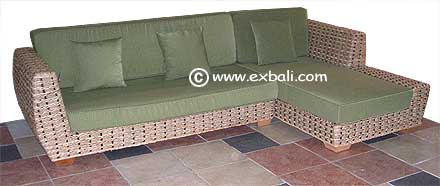 Banana Leaf  / Rattan mix weave corner suite.
