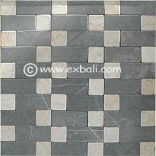 Mosaic stone and natural pebble tile mat production.