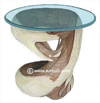 Snake table with glass top