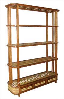5 tier Teak Bamboo Shelf with 3 drawers