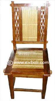 Chair made of teak bamboo with woven wood feature in the back