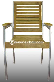 Teak Alloy stacking Chair View 2