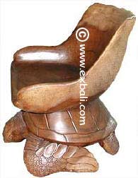 Carved wooden turtle chair.