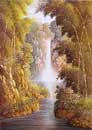 Tropical waterfall painting
