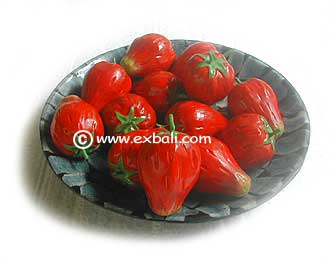 Carved painted wooden strawberries