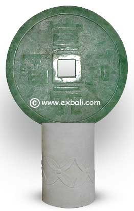 Chinese coin glass sculpture