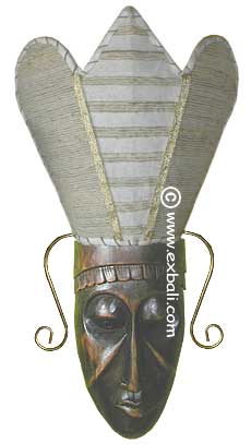Primitive wooden mask lampshade