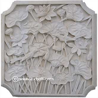 Stone relief with lotus and birds