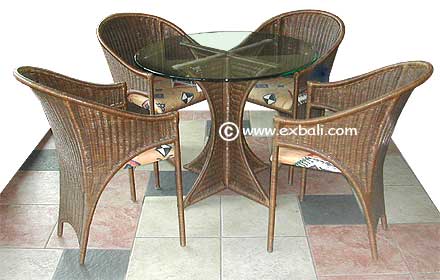 Casual cane dining setting