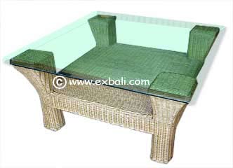 Glass topped Rattan Coffee table
