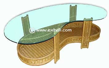 Glass topped rattan coffee table