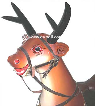 Close-up of wooden rocking reindeer