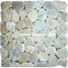 Mosaic stone flooring suitable for interior and exterior applications.