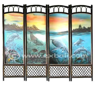 Rattan painted screen