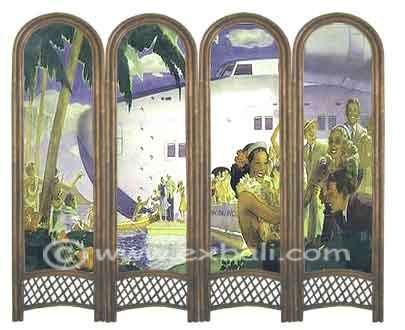 Painted folding screen