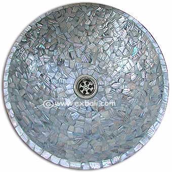 Shell mosaic wash basin