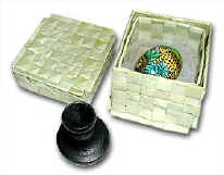 Painted Egg in pandan Box. 