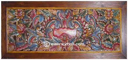 Antique painted teak panel