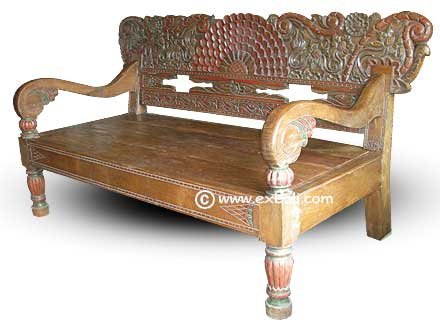 Ornare carved teak bench